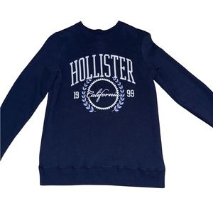 Hollister California Navy Blue Cotton Crew Neck Sweater - Size Small